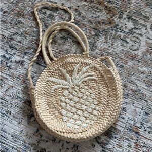 Spartina 449 Daufuskie Island River House Round Straw Pineapple Tote bag NWT